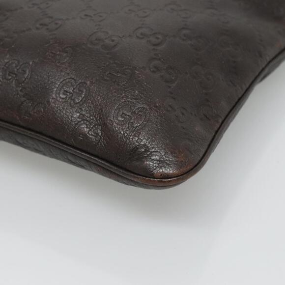 GUCCI GG Canvas Guccissima Bag Leather Dark Brown Gold - Picture 9 of 16